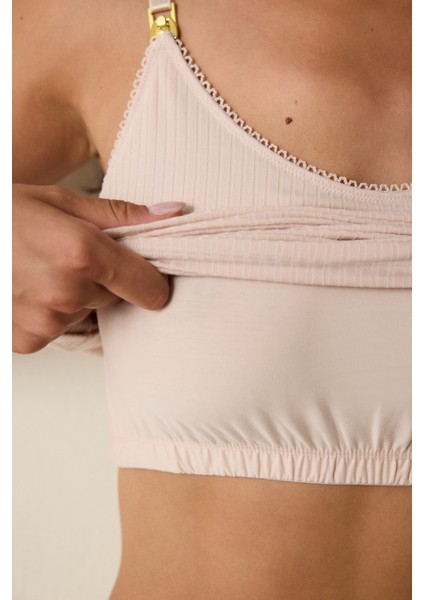 Açık Bej Ayarlanabilir Askılı Emzirme Atleti