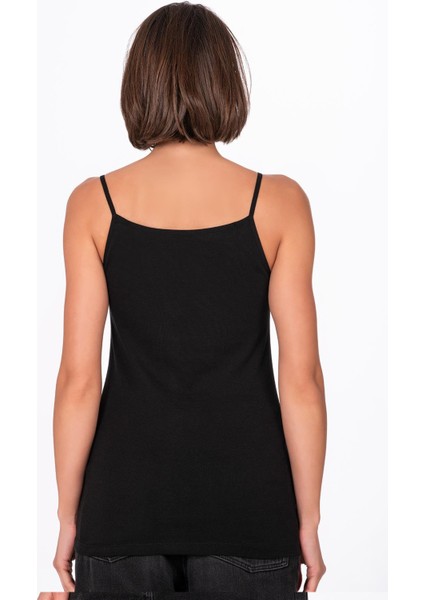 Kadın Pamuklu Ribana İp Askılı Klasik Atlet 3'lü Paket – Esnek & Rahat | Siyah K0107