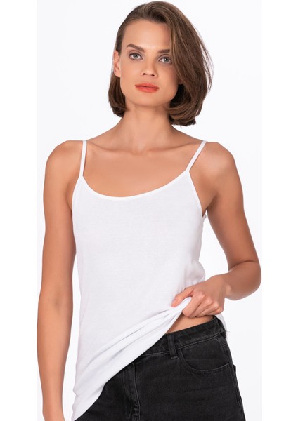 Kadın Pamuklu Ribana İp Askılı Klasik Atlet 3'lü Paket – Esnek & Rahat | Beyaz K0107 fiyatları