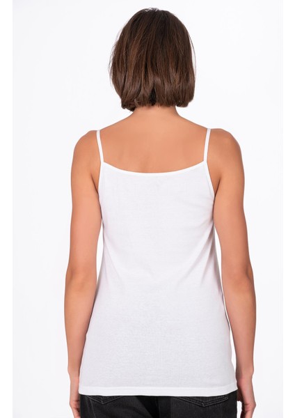 Kadın Pamuklu Ribana İp Askılı Klasik Atlet 3'lü Paket – Esnek & Rahat | Beyaz K0107 modelleri