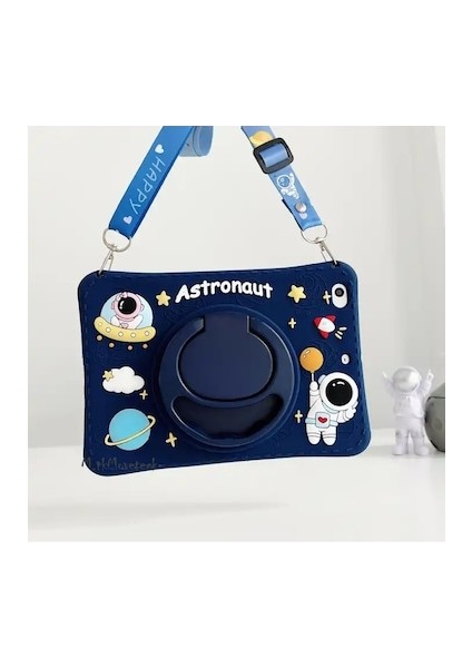 Samsung Galaxy Tab A8 10.5 2021 Standlı ve Boyun Askılı Astronot Astrobuddy Çocuk Tablet Kılıf X200