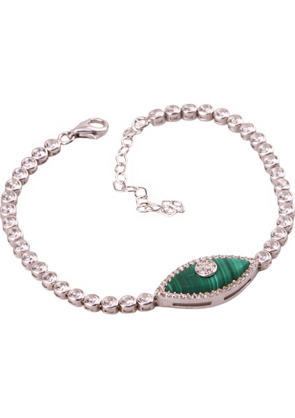 Göz 2 Tennis Gümüş Bileklik Ms3282, 925r Ayar Kadın Gümüş Bileklik, Rodaj Kaplama modelleri