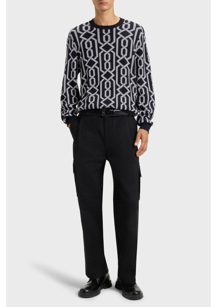 Desenli Yün Karışımlı Regular Fit Bisiklet Yaka Kazak Erkek Kazak 50547001 001 fiyatları