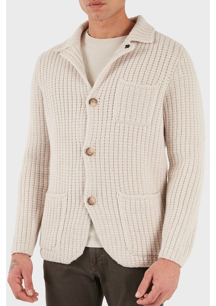 % 100 Yün Regular Fit Düğmeli Örme Ceket Erkek Ceket 10166 25073 054