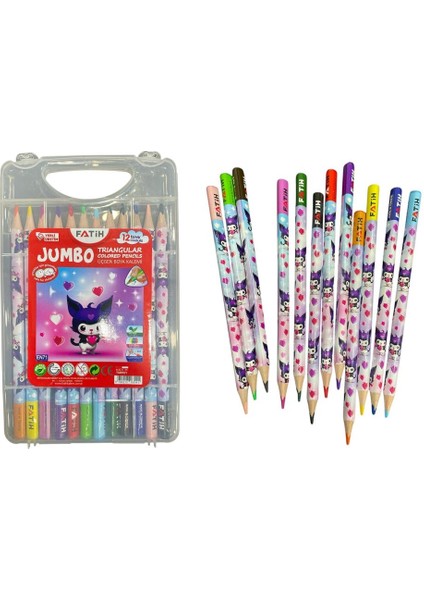 Hello Kids Jumbo Üçgen Kuru Boya 12 Renk Çantalı
