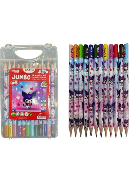 Hello Kids Jumbo Üçgen Kuru Boya 12 Renk Çantalı modelleri