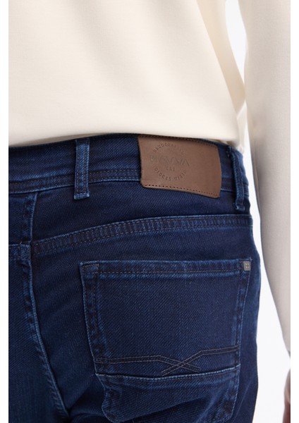 Erkek Lacivert Eskitme Yıkama Esnek Berlin Slim Fit Jean Pantolon B003521