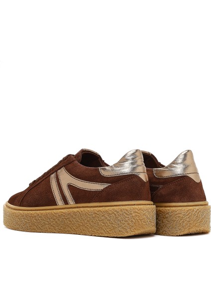 Kadın Kahverengi Bağcıklı Kalın Tabanlı Süet Deri Sneaker 25AFD511110 indirimleri