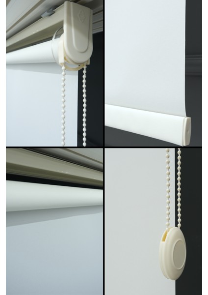 Stor Zebra Güneşlik Perde - (EKRU/AÇIK KREM) - Mat Kalın Kumaş - DÜZ/ETEKSİZ - Alüminyum Kasa&Boru