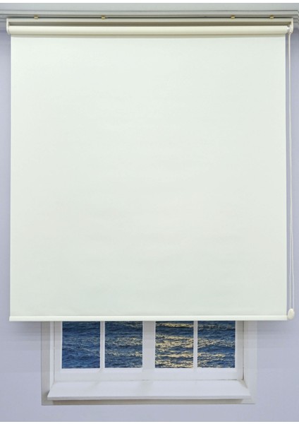 Stor Zebra Güneşlik Perde - (EKRU/AÇIK KREM) - Mat Kalın Kumaş - DÜZ/ETEKSİZ - Alüminyum Kasa&Boru