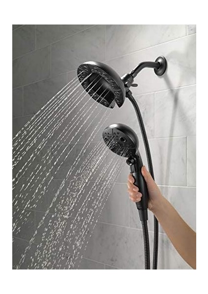 Faucet 5-Spray IN2ITION Çift Duş Başlığı, El Spreyi, H2OKINETIC Mat Siyah Duş Başlığı, Hortum, Duş Başlıkları, El Duş Başlıkları, Manyetik Yerleştirme, Mat Siyah 58480-BL25-PK fiyatları