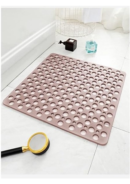 Kaydırmaz Duşakabin ve Duş Paspası Kare Bubble 54 x 54 cm Pembe Renk SEA149P