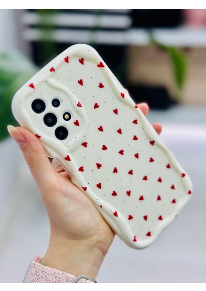 Galaxy A13 Uyumlu Kırmızı Kalpler Tasarımlı Baskılı Silikon Kılıf modelleri