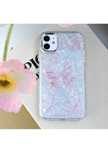 Iphone 12 ve 12 Pro Uyumlu 2in1 Kelebek Tasarım Baskılı Esnek Silikon Kılıf