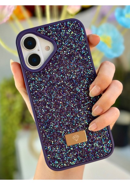 Iphone 16 Uyumlu Elmas Tasarımlı Taşlı Işıltılı Parlak Pırlanta Silikon Kılıf