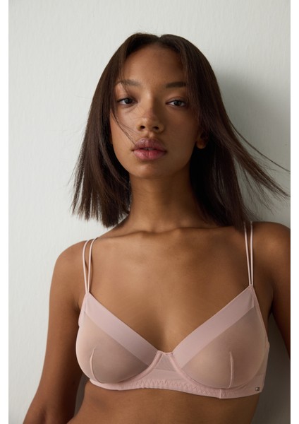 Açık Gül Kurusu Essentials Balenli Tül Kapsız Sütyen