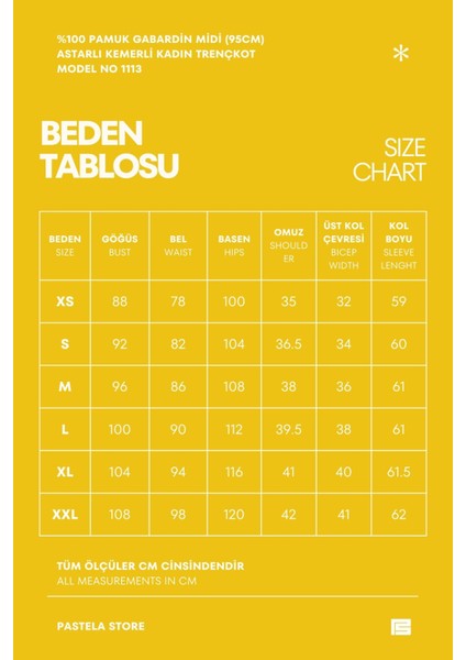 Pamuk Gabardin Midi Kadın Trençkot 1113