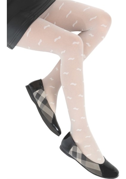 Kurdela Desenli Opak Çocuk Külotlu Çorap