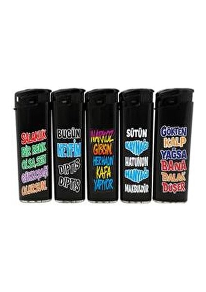 Renkli Yazılı Manyetörlü 5’li Çakmak Seti fiyatları