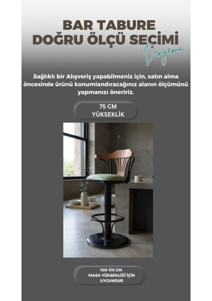 T168/75 Dönerli Bar Sandalyesi – Siyah Deri Oturum, Inegöl Ceviz Sırt 75 cm Yükseklik fiyatları