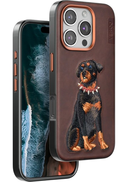 Techmrt Venco Iphone 16 Pro Perma Desenli Kapak - Koyu Kahve