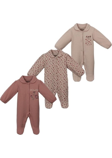 243380 Kız Bebek Ecris Manşetli 3'lü Tulum