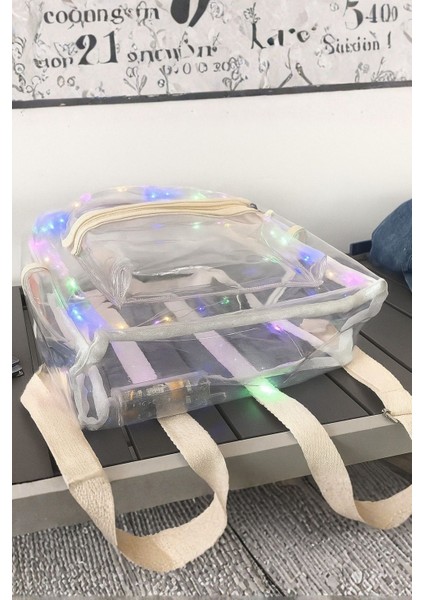 Renkli LED IşıklI Şeffaf PVC Sırt Çantası