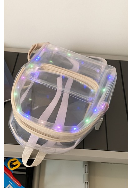 Renkli LED IşıklI Şeffaf PVC Sırt Çantası