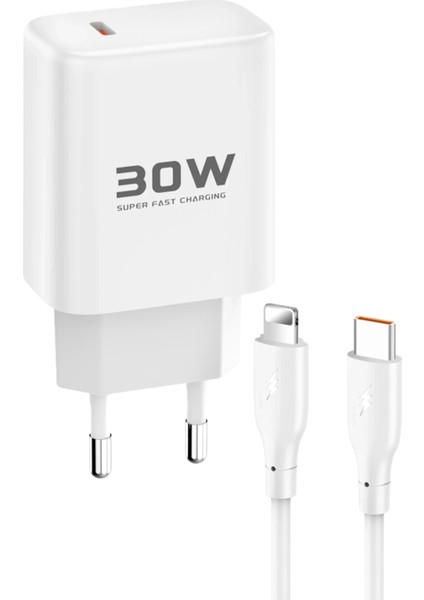 Xmpdby Joko JK89 30W Type-C Çıkışlı Ekstra DC66 1m Type-C To Lightning Kablolu Pd Şarj Cihazı - Beyaz