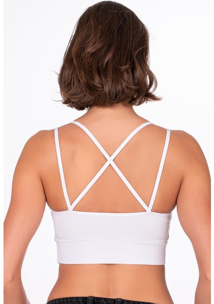 Kadın Sırt Detaylı Kaplı Spor Sütyen | Beyaz indirimleri