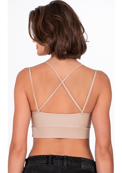 Kadın Sırt Detaylı Kaplı Spor Sütyen | Ten fırsatları