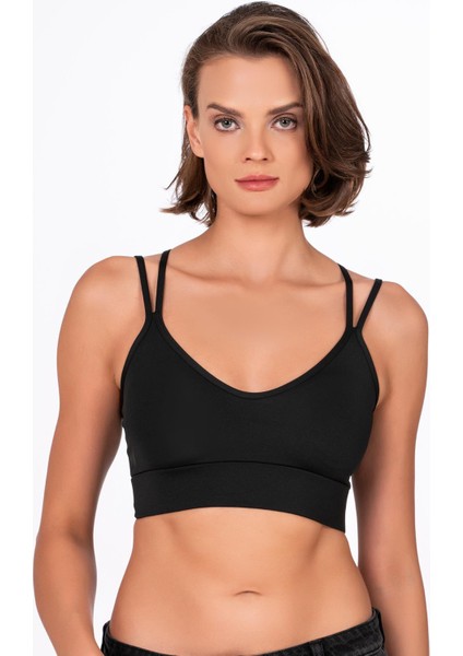 Kadın Sırt Detaylı Kaplı Spor Sütyen | Siyah modelleri
