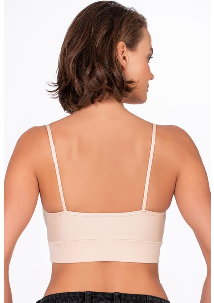 Çapraz Detaylı İnce Askı Sporcu Sütyeni | Ten indirimleri
