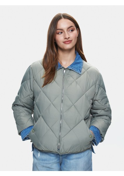 Oversize Kapitone Gömlek Yaka Yeşil Ceket fiyatları