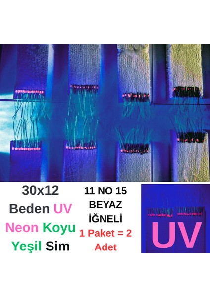 Çapari, Istavrit Çaparisi, 30X12 Beden, Ultraviyole Uv Neon Koyu Yeşil Sim, 11 No Beyaz Iğne, 15 Iğneli 2li Paket