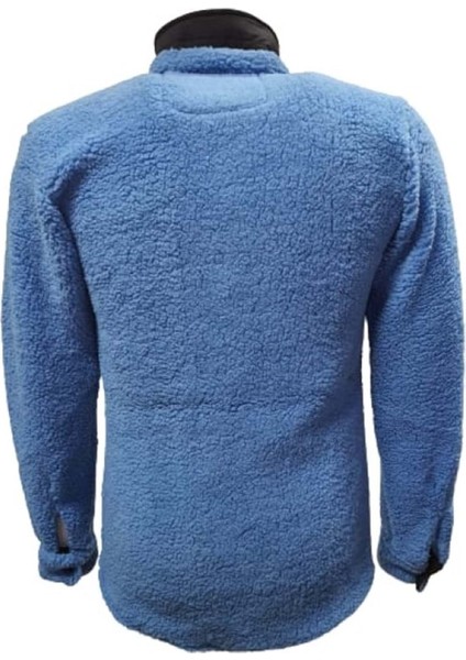 Y00788 Erkek Düz Kuzu Peluş Gömlek - Mavi - ST00788-MAVI-M fiyatları