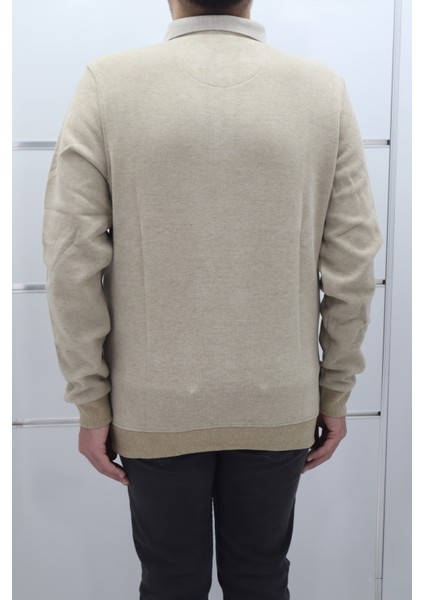 Fistan Store Erkek Desenli Spor Kesim Normal Kalıp Polo Yaka Selanik Kumaşlı Kışlık Kazak modelleri