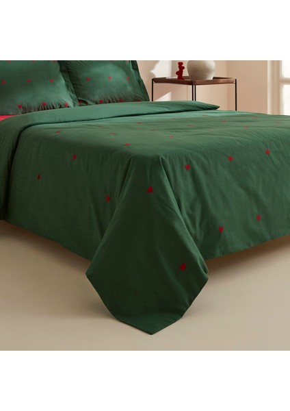 Amour Mio %100 Pamuk Çift Kişilik Nakışlı Nevresim Takımı Koyu Yeşil fiyatları