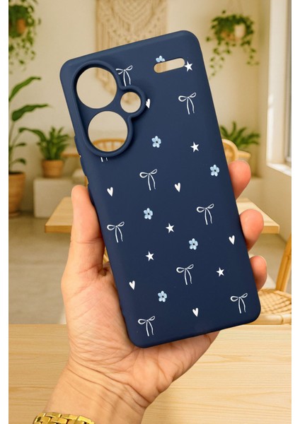 Redmi Note 13 Pro Plus-Mini Fiyonk Desenli Silikon Darbe Emici Klasik Korumalı Rubber Kılıf