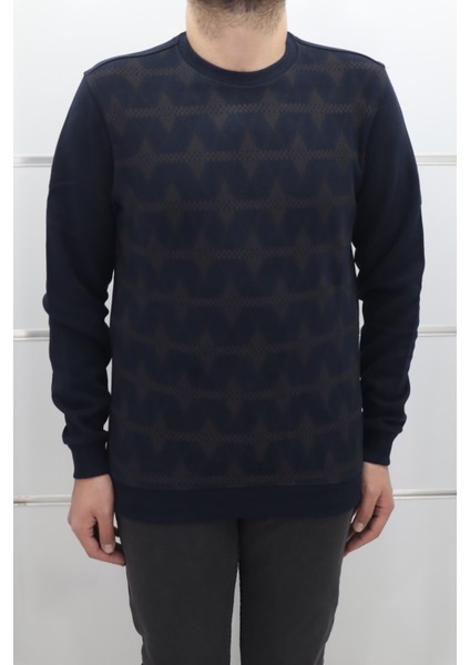 Fistan Store Erkek Desenli Spor Kesim Normal Kalıp Bisiklet Yaka Selanik Kumaşlı Kışlık Kazak