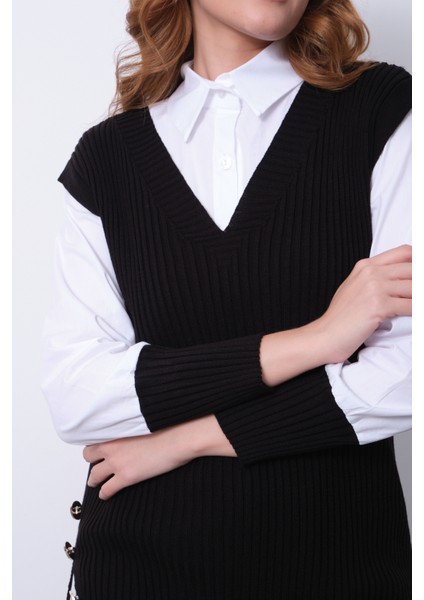 Fitilli Triko Süveterli Gömlek Ikili Kombin indirimleri