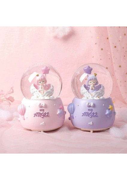 Sevimli Melek Figürlü Tasarım Orta Boy Işıklı Müzikli Kar Küresi fiyatları