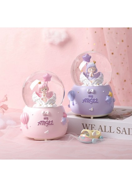 Sevimli Melek Figürlü Tasarım Orta Boy Işıklı Müzikli Kar Küresi fırsatları