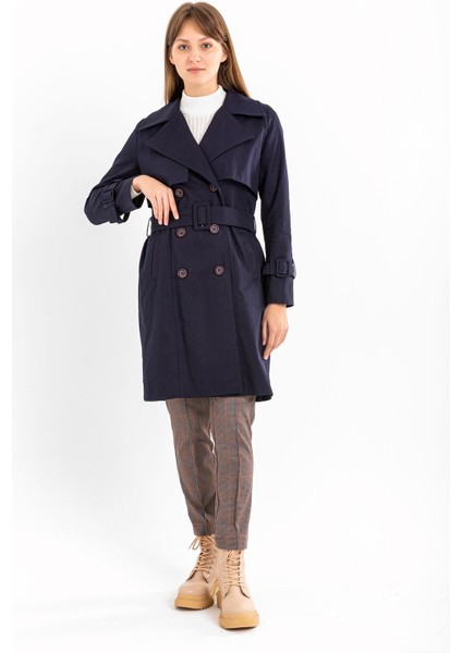 Pamuk Gabardin Midi Kadın Trençkot 1113