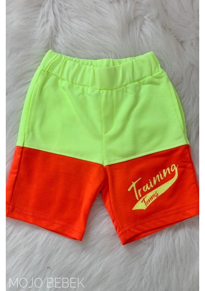 Erkek Çocuk Neon Desenli Şortlu Takım 3050023 Ekru