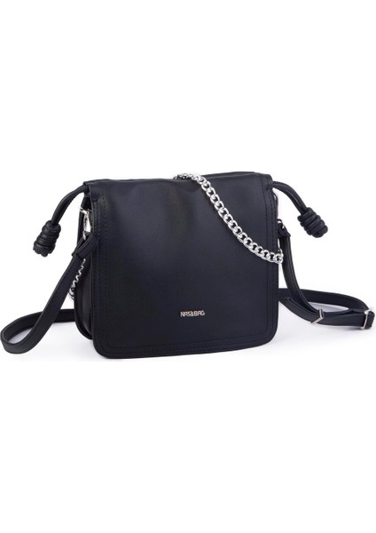 Kadın Zincirli Büzmeli Çıtçıtlı Omuz ve Çapraz Çanta