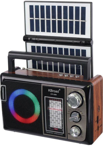 Kbroad KTF-2208 Nostalji Solar Enerjili Güneş Panelli Fm Radyo Şarj Edilebilir