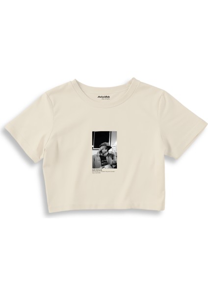 Keith Richards Backstage At Madison Square Garden New York 1975 Crop Tişört - Ekru