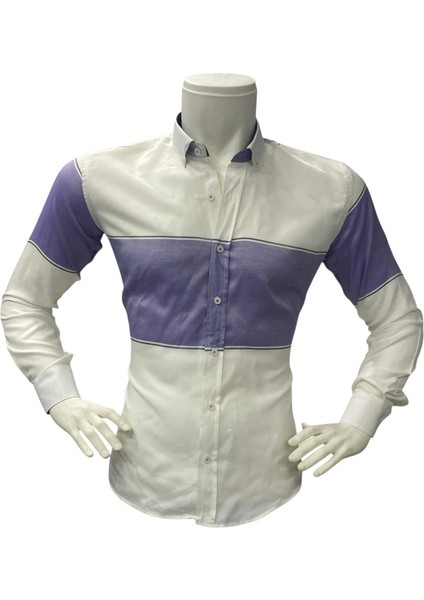 Klasik %100 Cotton Uzun Kollu Terletmeyen Kışlık Flanel Kumaş 2 Renkli Çizgili Gömlek (Regular Kalıp) fiyatları