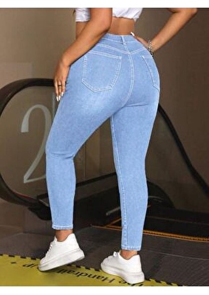Kadın Buz Mavi Denim Pantolon Büyük Beden fiyatları